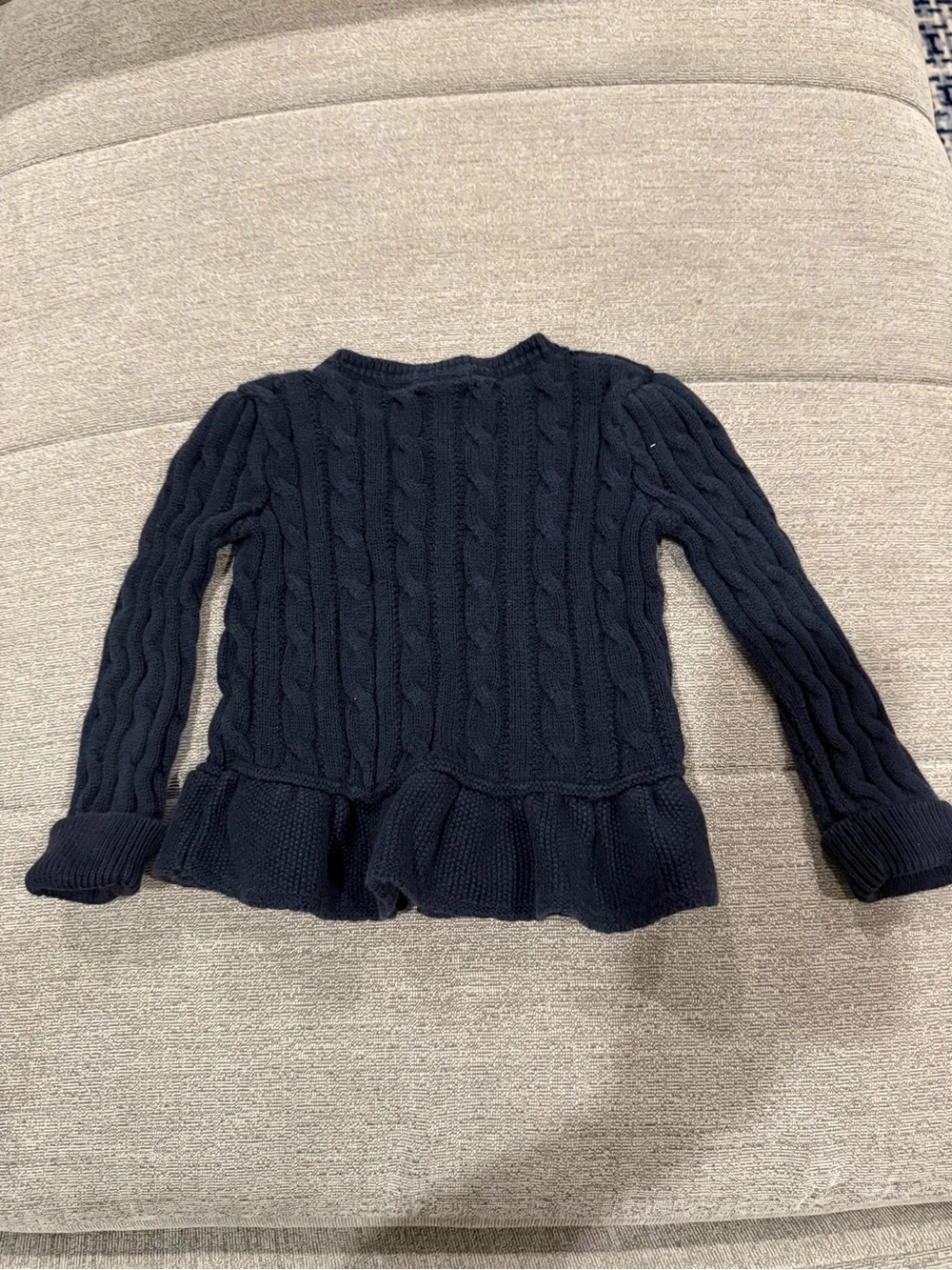 Girls Ralph Lauren Navy Cable-Knit Peplum Cardigan